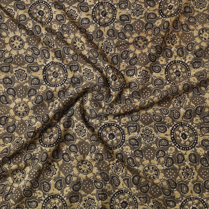 Brown - Ajrakh Block Printed Cotton Precut Fabric (1.4 Meter)