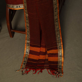Dharwad Checks Mercerised Cotton 3pc Unstitched Dress Material Suit Set with Woven Border 04