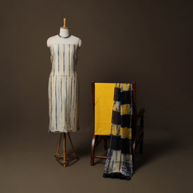 Shibori Tie-Dye Chanderi Silk 3pc Unstitched Dress Material Suit Set 27