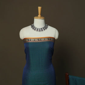 Dharwad Checks Mercerised Cotton 3pc Unstitched Dress Material Suit Set with Woven Border 05
