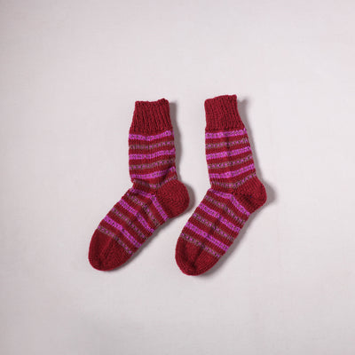 Acrylic Woolen Socks for Winter, Hand Knitted in Kumaun (Adults) 35