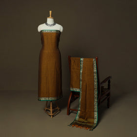 Dharwad Checks Mercerised Cotton 3pc Unstitched Dress Material Suit Set with Woven Border 06