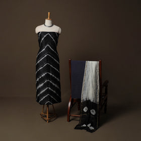 Shibori Tie-Dye Chanderi Silk 3pc Unstitched Dress Material Suit Set 28