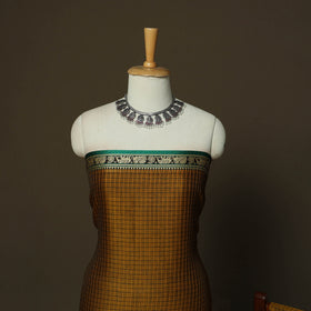 Dharwad Checks Mercerised Cotton 3pc Unstitched Dress Material Suit Set with Woven Border 06