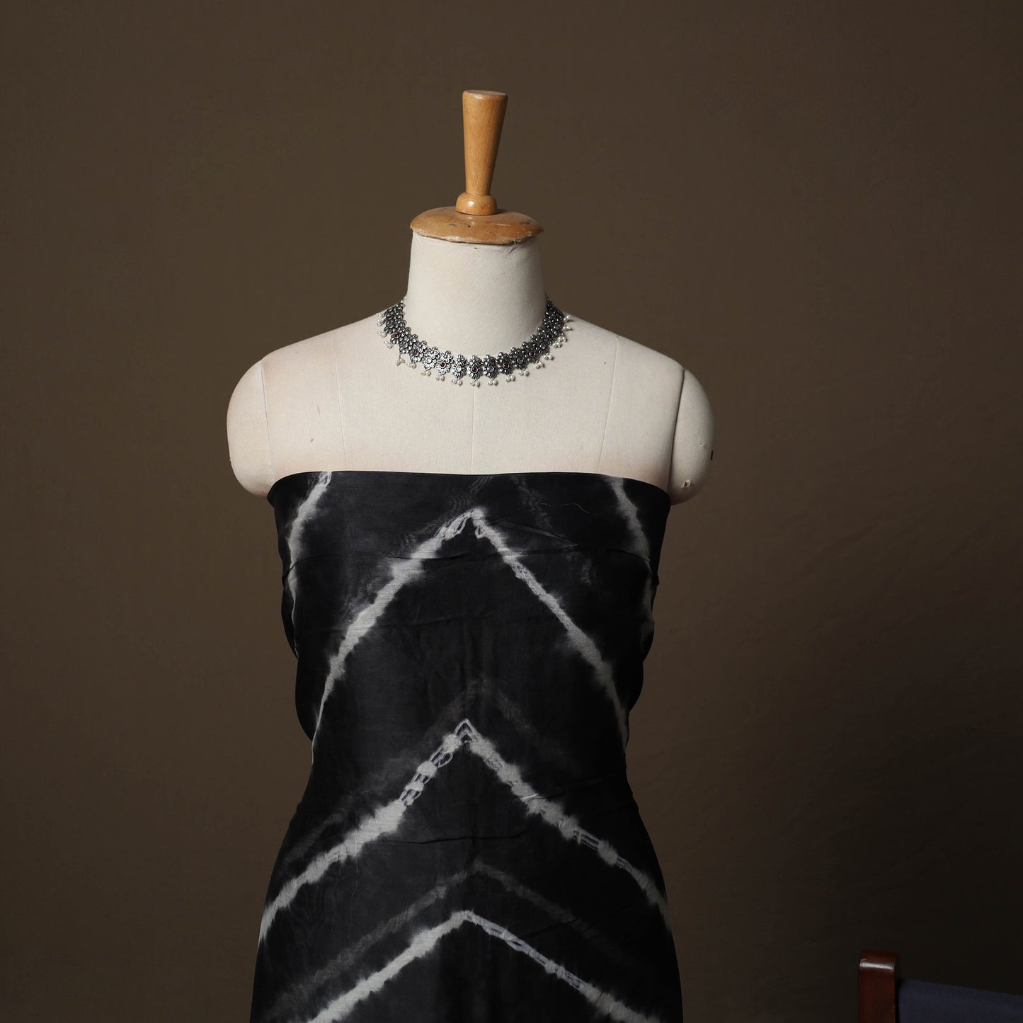 Shibori Tie-Dye Chanderi Silk 3pc Unstitched Dress Material Suit Set 28