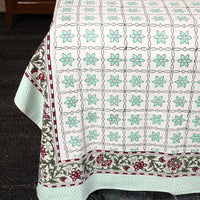 Green - Sanganeri Block Printed Cotton Double Bed Cover with Pillow Covers (90 x 108 in) 34