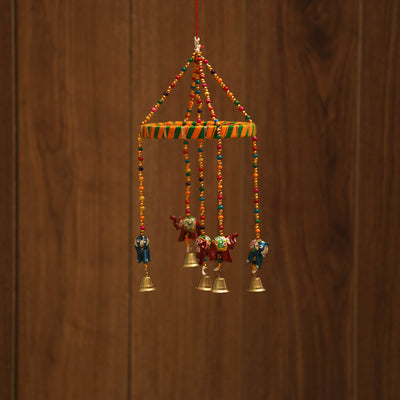 Elephant - decorative bead work handpainted jhumar hanging