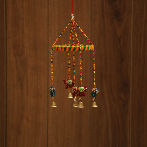 Elephant - decorative bead work handpainted jhumar hanging
