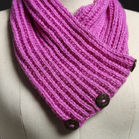 Purple - Kumaun Hand Knitted Woolen Button Cowl 112