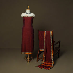 Dharwad Checks Mercerised Cotton 3pc Unstitched Dress Material Suit Set with Woven Border 07