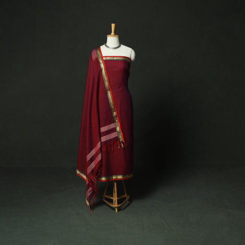 Dharwad Woven Mercerised Cotton 3pc Unstitched Dress Material Suit Set 21
