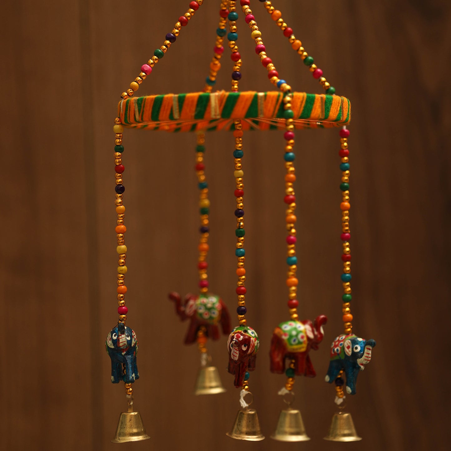 Elephant - decorative bead work handpainted jhumar hanging