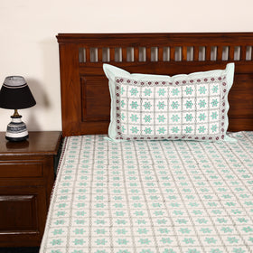 Green - Block Print Cotton Double Sanganeri Bed Sheet 34