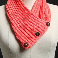 Pink - Kumaun Hand Knitted Woolen Button Cowl 114