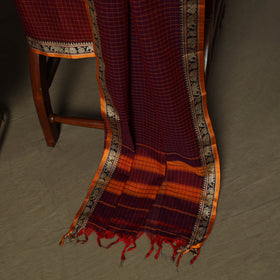 Dharwad Checks Mercerised Cotton 3pc Unstitched Dress Material Suit Set with Woven Border 07