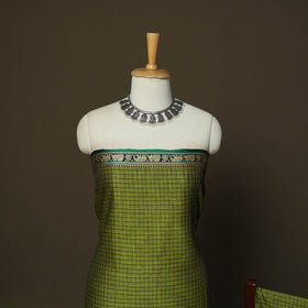 Dharwad Checks Mercerised Cotton 3pc Unstitched Dress Material Suit Set with Woven Border 08