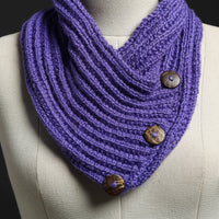 Purple - Kumaun Hand Knitted Woolen Button Cowl 116