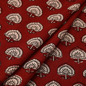  Maroon Natural Dyed Mul Cotton Bagh Print Fabric