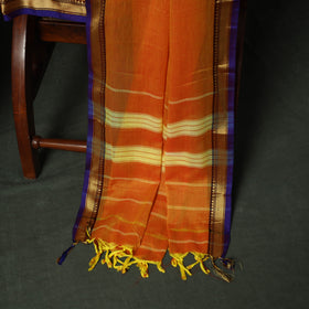 Orange - Dharwad Woven Mercerised Cotton 3pc Unstitched Dress Material Suit Set 23