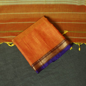 Orange - Dharwad Woven Mercerised Cotton 3pc Unstitched Dress Material Suit Set 23