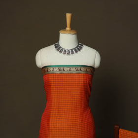 Dharwad Checks Mercerised Cotton 3pc Unstitched Dress Material Suit Set with Woven Border 09