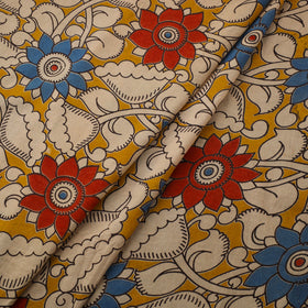Yellow Printed Kalamkari Cotton Fabric