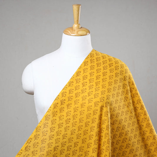 Yellow - Akola Hand Block Printed Cotton Fabric