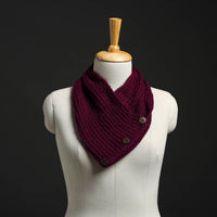 Purple - Kumaun Hand Knitted Woolen Button Cowl 122