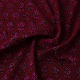 Buy Maroon Natural Dyed Mul Cotton Bagh Print Fabric
