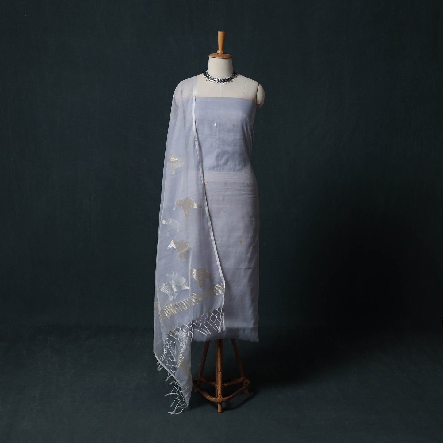 Jamdani Pure Handloom Muslin 2pc Unstitched Dress Material Kurta Set 17