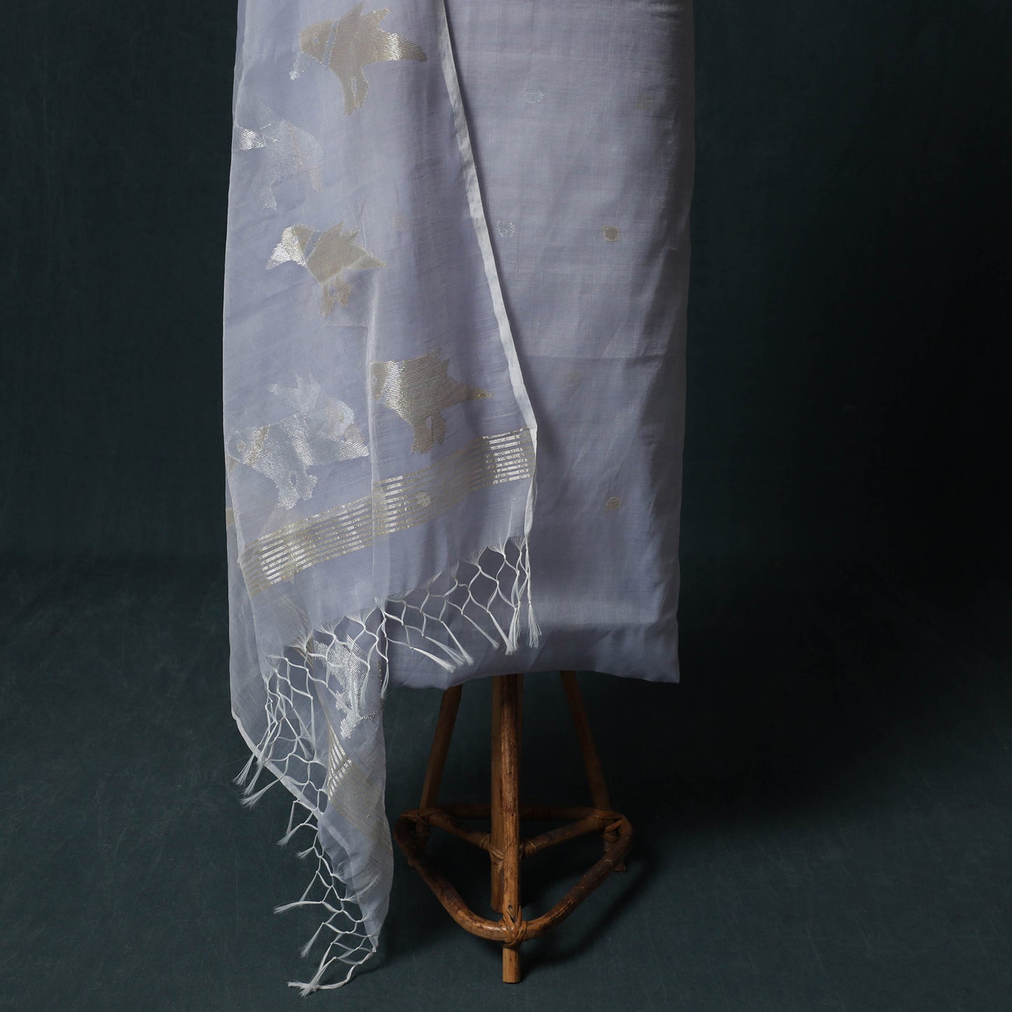 Jamdani Pure Handloom Muslin 2pc Unstitched Dress Material Kurta Set 17