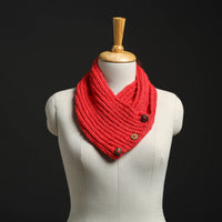 Red - Kumaun Hand Knitted Woolen Button Cowl 124