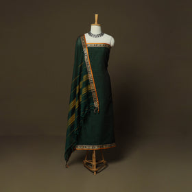 Dharwad Checks Mercerised Cotton 3pc Unstitched Dress Material Suit Set with Woven Border 10