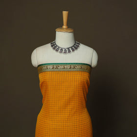Dharwad Checks Mercerised Cotton 3pc Unstitched Dress Material Suit Set with Woven Border 11