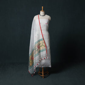 Jamdani Pure Handloom Muslin 2pc Unstitched Dress Material Kurta Set 01