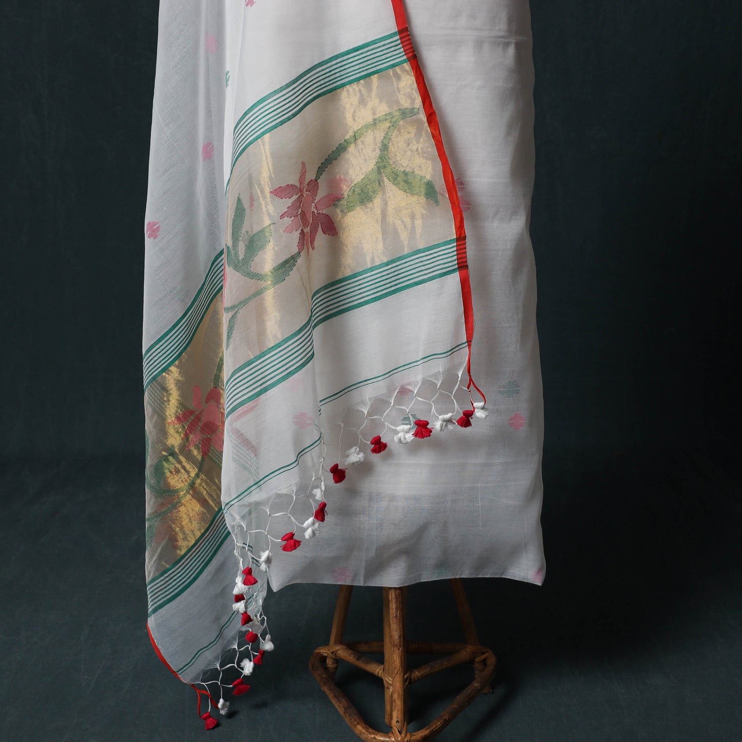 Jamdani Pure Handloom Muslin 2pc Unstitched Dress Material Kurta Set 01