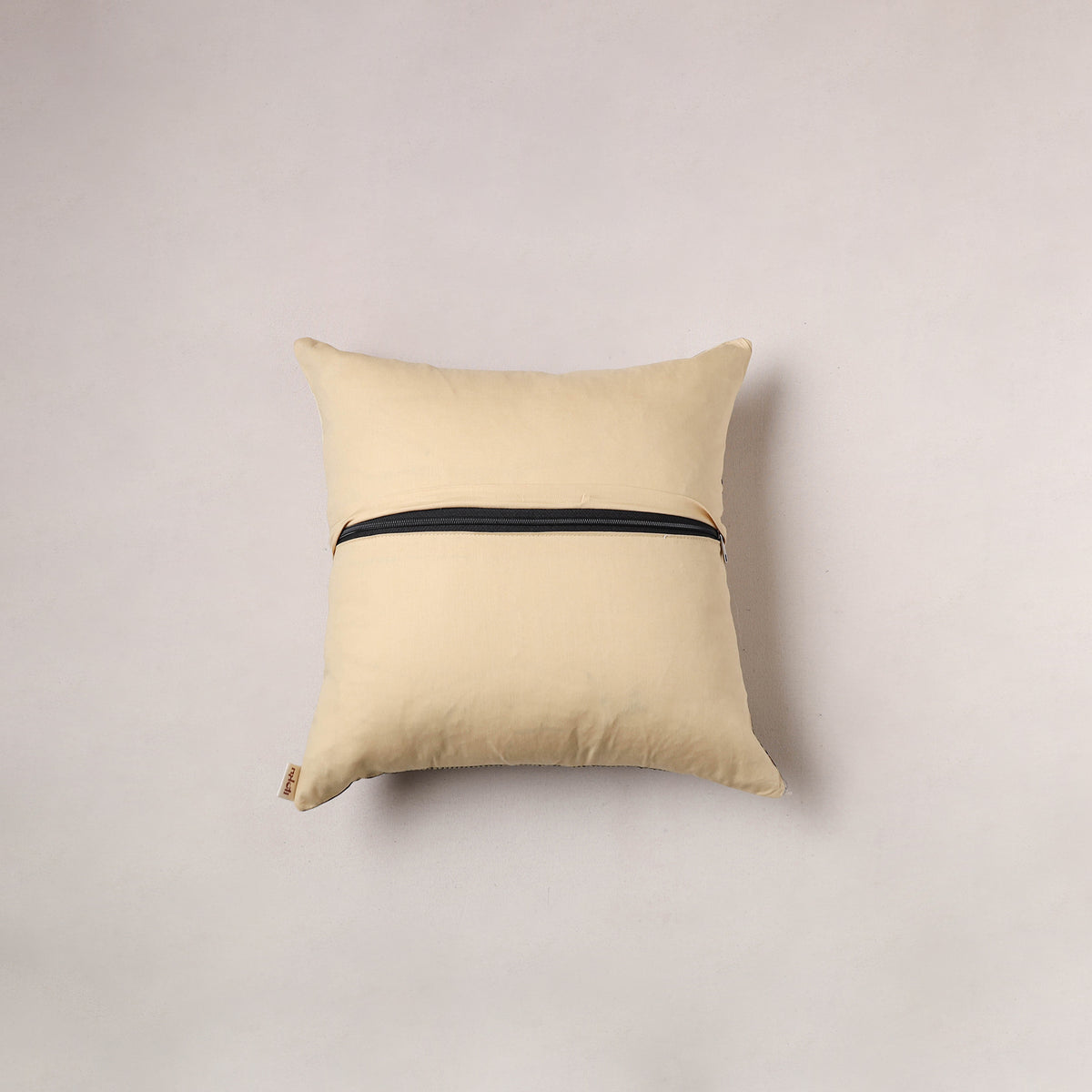 Plain Chanderi Silk Cushion Cover with Ikat Border (16 x 16 in)  386