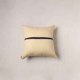 Plain Chanderi Silk Cushion Cover with Ikat Border (16 x 16 in)  386