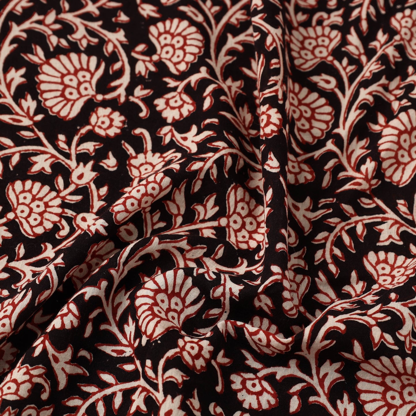 Black Natural Dyed Mul Cotton Bagh Print Fabric