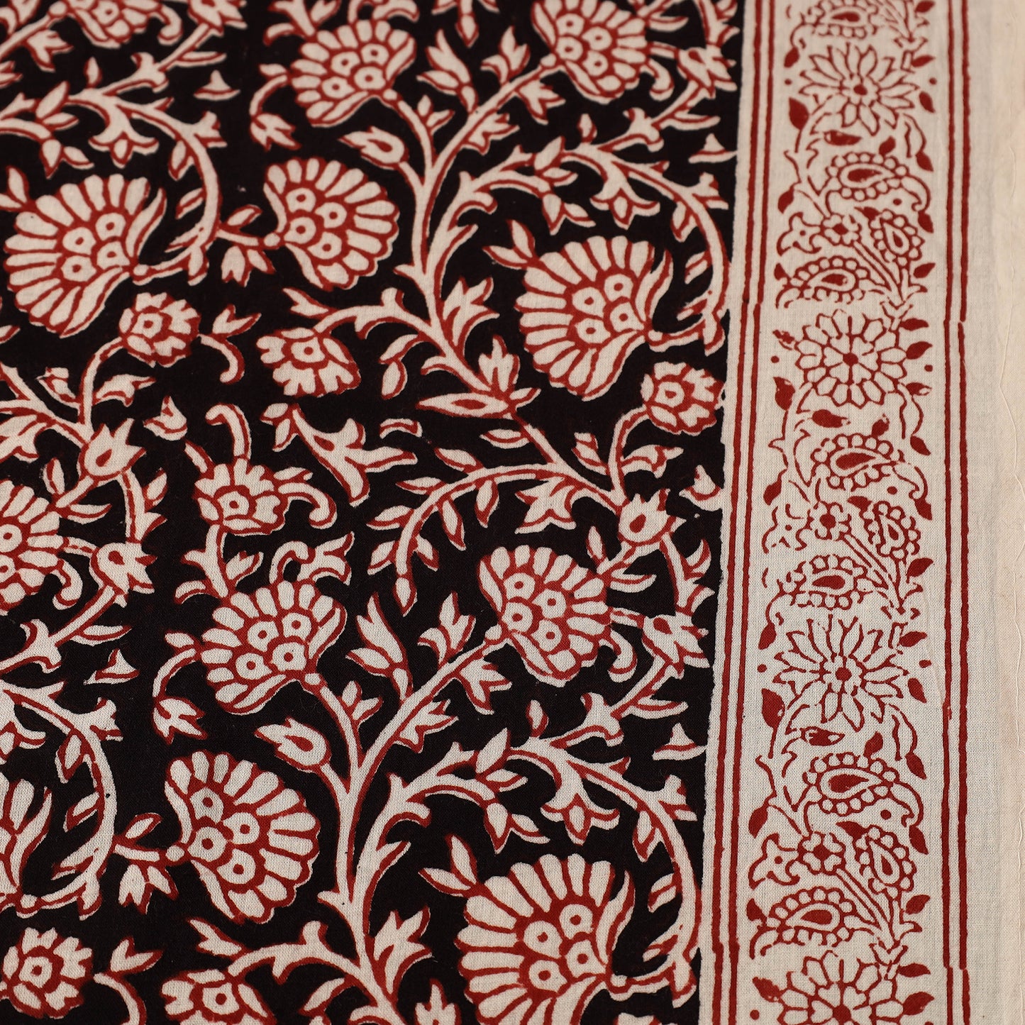 Black Natural Dyed Mul Cotton Bagh Print Fabric