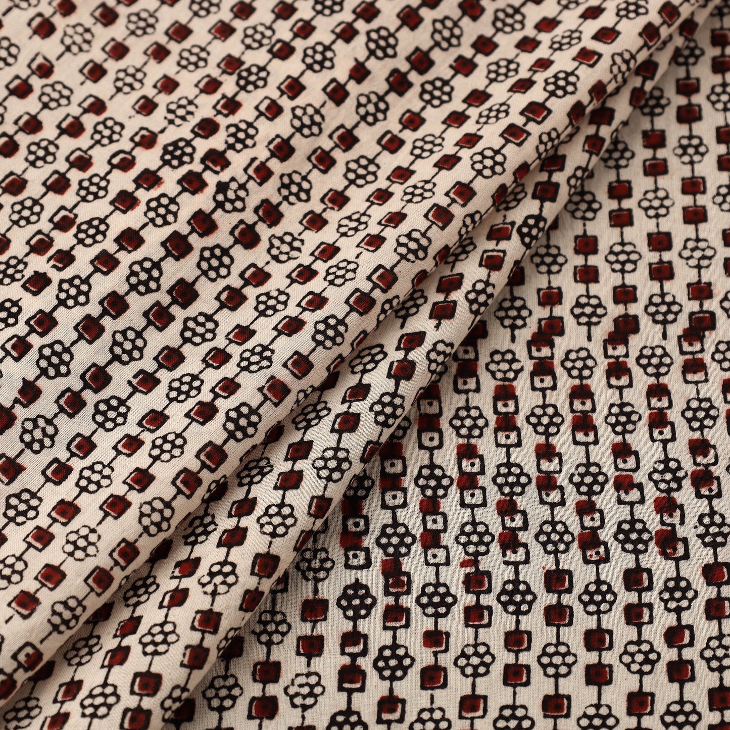 Buy Beige Natural Dyed Mul Cotton Bagh Print Fabric