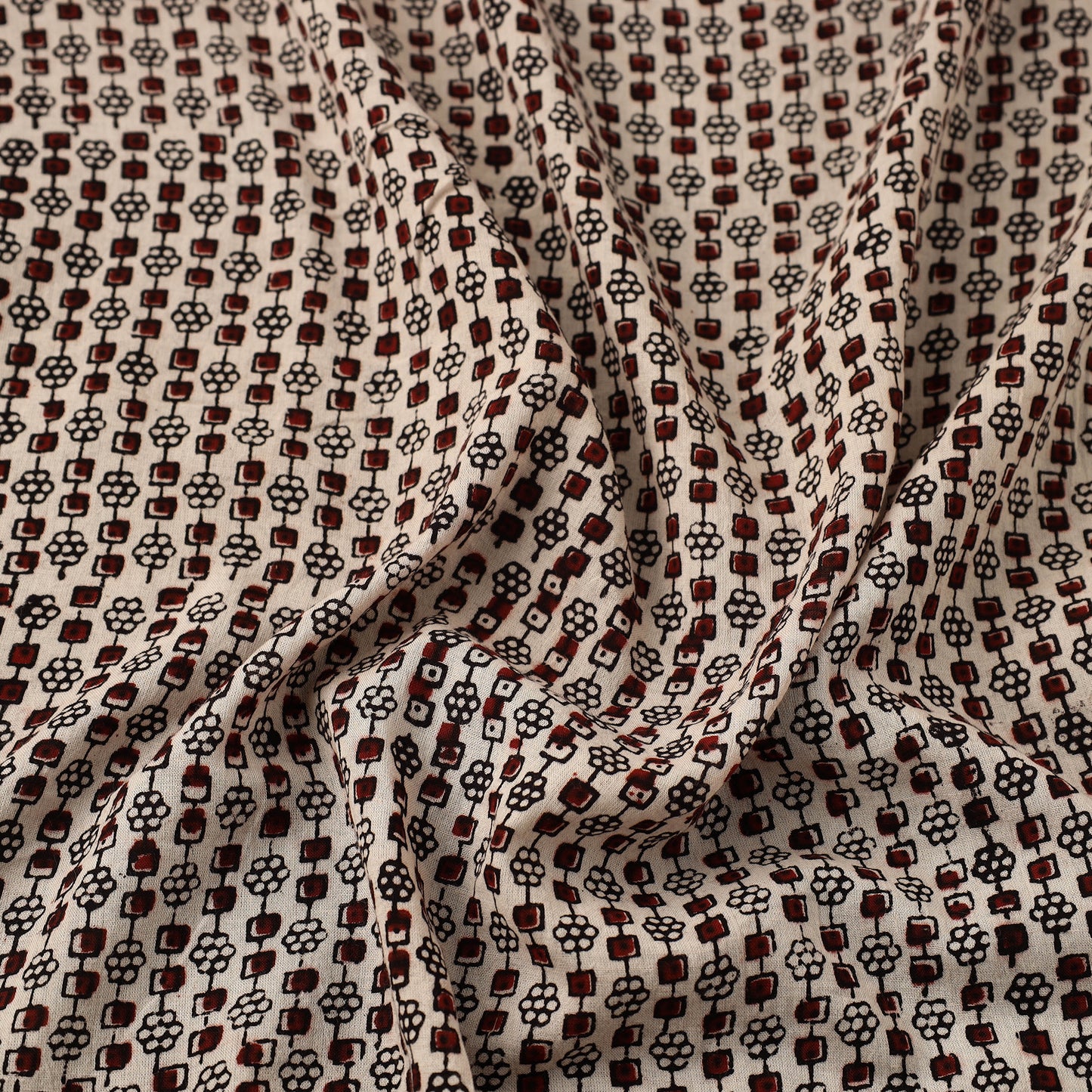 Buy Beige Natural Dyed Mul Cotton Bagh Print Fabric