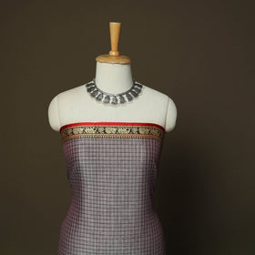 Dharwad Checks Mercerised Cotton 3pc Unstitched Dress Material Suit Set with Woven Border 12