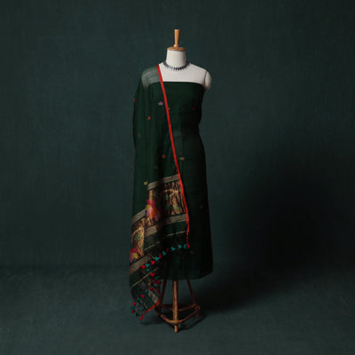 Jamdani Pure Handloom Muslin 2pc Unstitched Dress Material Kurta Set 02