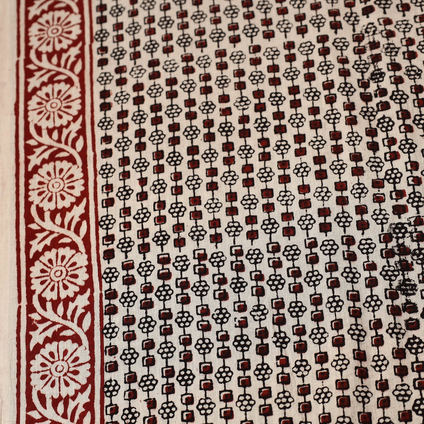 Buy Beige Natural Dyed Mul Cotton Bagh Print Fabric