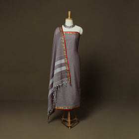 Dharwad Checks Mercerised Cotton 3pc Unstitched Dress Material Suit Set with Woven Border 12
