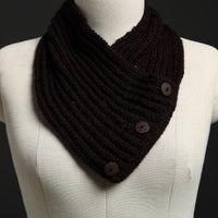 Brown - Kumaun Hand Knitted Woolen Button Cowl 129