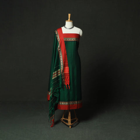 Dharwad Woven Mercerised Cotton 3pc Unstitched Dress Material Suit Set 27
