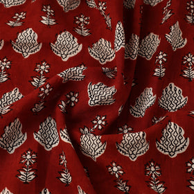  Red Natural Dyed Mul Cotton Bagh Print Fabric