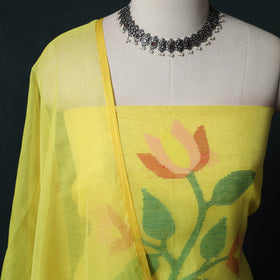 Jamdani Pure Handloom Muslin 2pc Unstitched Dress Material Kurta Set 04